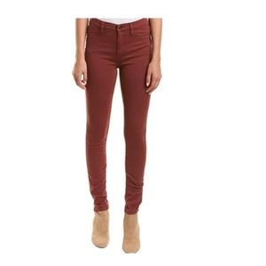 Free People 31 W Red Mocha High-Rise Skinny Jeans.
